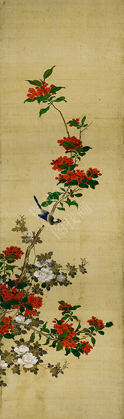 清 陈枚 四季花鸟图屏 绢本(8-8) 41x138cm